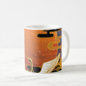 鶴鳥の菊の日本の模様 コーヒーマグカップ (正面右)