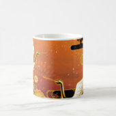 鶴鳥の菊の日本の模様 コーヒーマグカップ (中央)