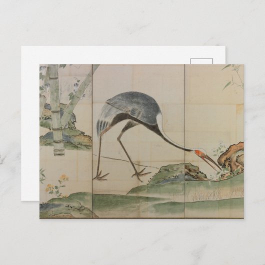 鶴、松竹 ポストカード (正面/裏面)