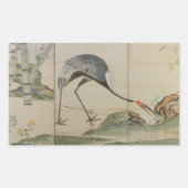 鶴、松竹 長方形シール (正面)