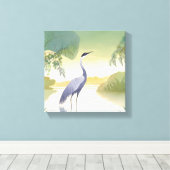 鶴 | 水彩美鳥 キャンバスプリント (インサイチュ (ウッドフロア))