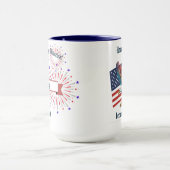 "鷲とアメリカ国旗" カスタマイズ可能 マグカップ (中央)