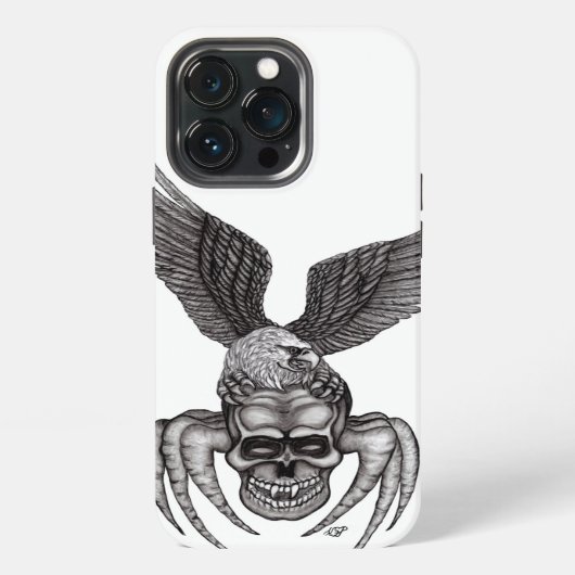 鷲とクモの頭蓋骨 iPhoneケース (裏面)