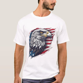 鷲と旗 - モダンな愛国デザイン Tシャツ