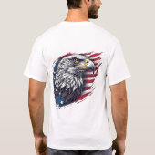 鷲と旗 - モダンな愛国デザイン Tシャツ (裏面)