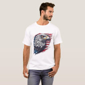 鷲と旗 - モダンな愛国デザイン Tシャツ (正面フル)