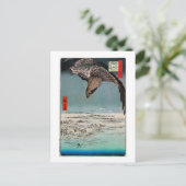 鷲と雪景色,広重鷲と雪の風景，広重 ポストカード (スタンド正面)