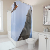 鷲の狼プレーン青のシャワーカーテン シャワーカーテン (インサイチュ)