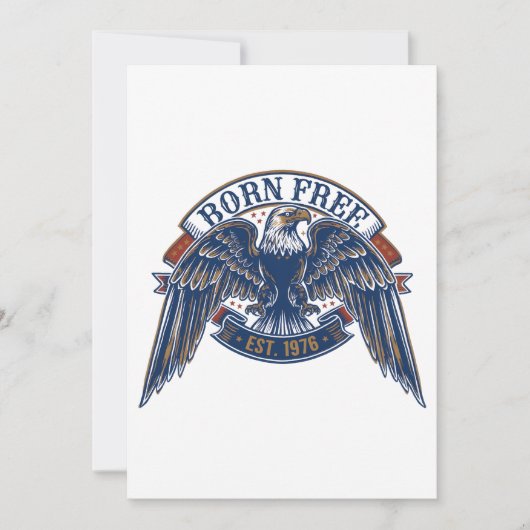 鷲の紋章と「Born Free」バナーのマジェスティックイーグル 招待状 (正面)