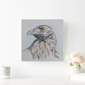 鷲の頭、野生のワシ、野生の鳥、ハゲのワシ、アート スクエア壁時計 (ホーム)