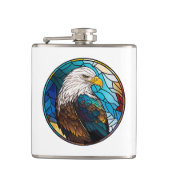 鷲の鳥の動物のポートレートステンドグラス野生動物 フラスク (正面)