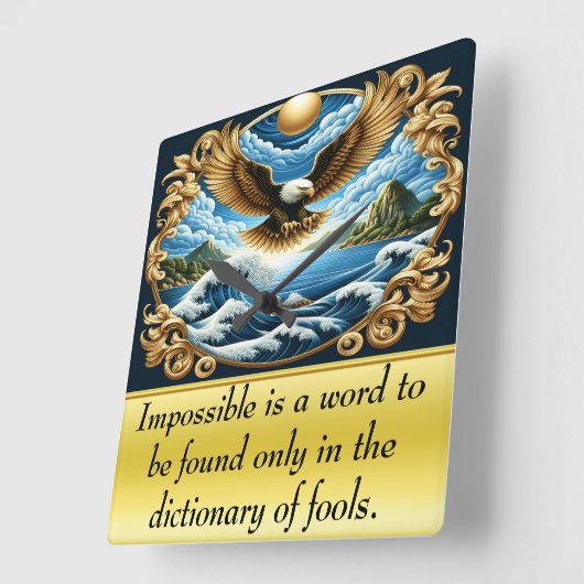 鷲威厳のあるが優雅に舞う スクエア壁時計 (傾斜)