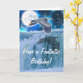 鷲、月及び滝のファンタジーのバースデー・カード カード (黄色い花)