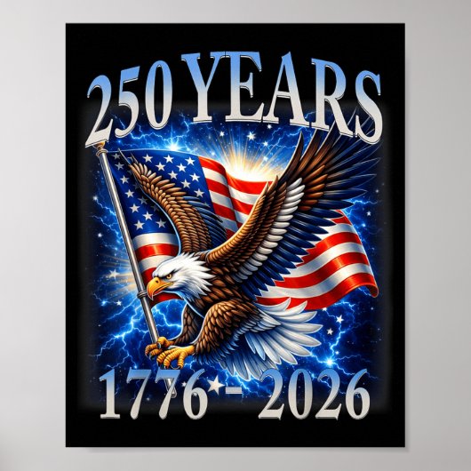 鷹と旗 250年 1776-2026 250歳の誕生日 ポスター (正面)