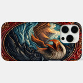 鷹と自然の複雑な革の彫刻 Case-Mate iPhoneケース (裏面 (横))
