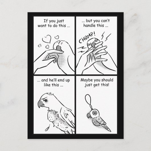 鸚鵡にかみつく ポストカード (正面)