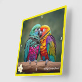 「鸚鵡の羽ばたきチャーム」 スクエア壁時計 (傾斜)