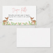 鹿おむつラッフルカードインサート、ピンクフローラ 名刺 (正面/裏面)