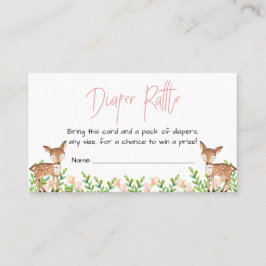 鹿おむつラッフルカードインサート、ピンクフローラ 名刺