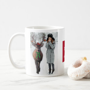 鹿おもしろいのの写真カスタムよ コーヒーマグカップ