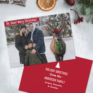 鹿おもしろいの写真とクリスマスのカスタム写真 シーズンカード