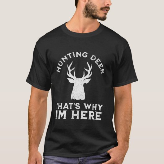 鹿おもしろい狩りハンター長袖Tシャツ Tシャツ (正面)