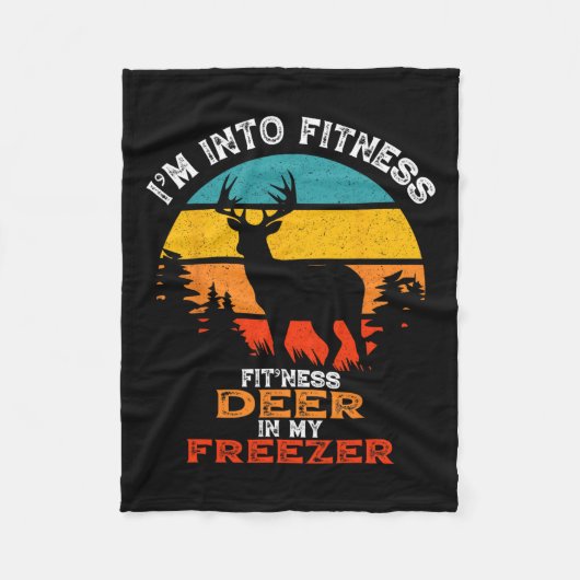 鹿おもしろい狩り私はフィットネス鹿の冷凍庫Hに フリースブランケット (正面)