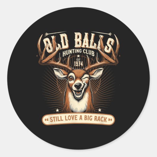 鹿おもしろい狩り誕生日プ男性へン第50戦 ラウンドシール (正面)