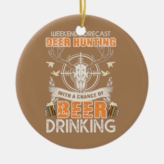 鹿おもしろい狩り セラミックオーナメント (正面)