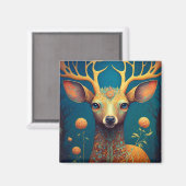 鹿お洒落ファンタジーアート マグネット (正面/裏面)