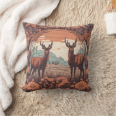 鹿お洒落放牧D7 クッション (ブランケット)
