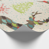 鹿お洒落、雪片、木包み紙 ラッピングペーパー (角)