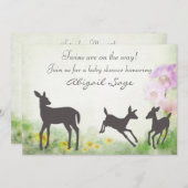 鹿かわいらしイン牧草地ツインズベビーシャワー招待状 招待状 (正面/裏面)