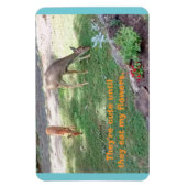 鹿かわい食べる花Horizontal 4 x 6マグネット マグネット (縦)