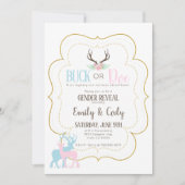 鹿か牝鹿の性別発表パーティー ベビーシャワー 招待状 (正面)