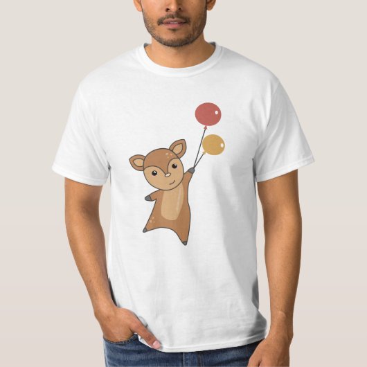 鹿がかわいい動物の森を見子供へる Tシャツ (正面)