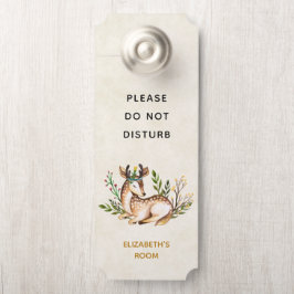 鹿が倒れかわいらしる水色を邪魔しない ドアノブサイン