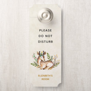 鹿が倒れかわいらしる水色を邪魔しない ドアノブサイン