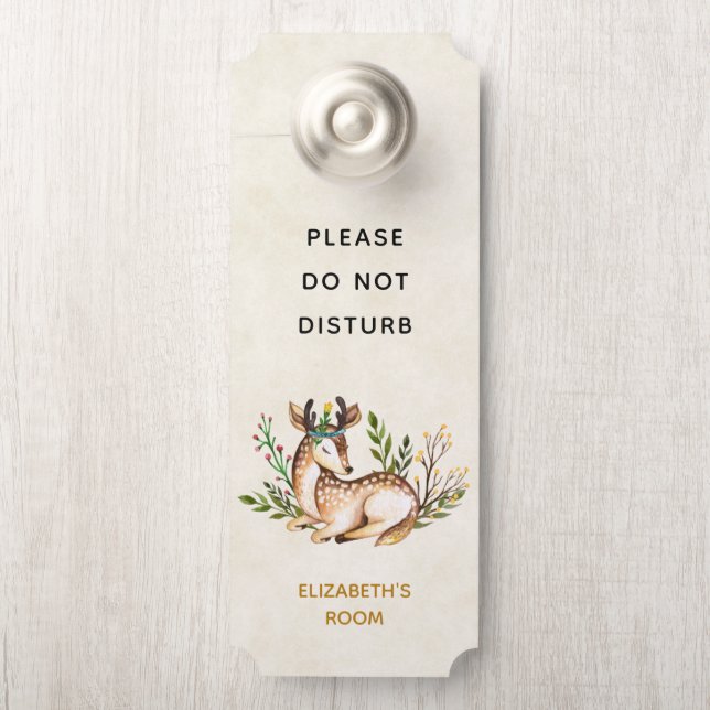 鹿が倒れかわいらしる水色を邪魔しない ドアノブサイン (ノブ)