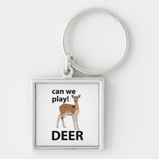 鹿が可愛い遊鹿を見る キーホルダー (正面)