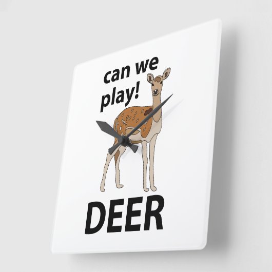 鹿が可愛い遊鹿を見る スクエア壁時計 (傾斜)