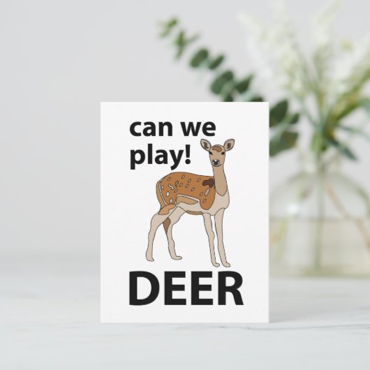 鹿が可愛い遊鹿を見る ポストカード (スタンド正面)