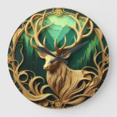 鹿が囲まれている ラージ壁時計 (正面)
