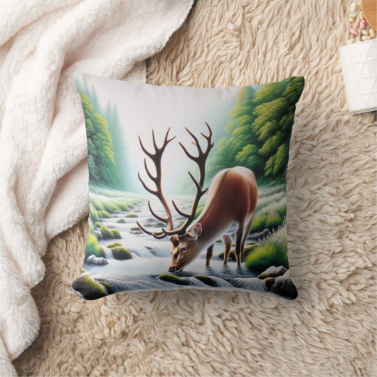 「鹿が息を飲むにつれて」クリスチャン クッション (ブランケット)