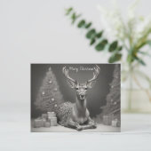 鹿が木やプレゼントを敷く ポストカード (スタンド正面)