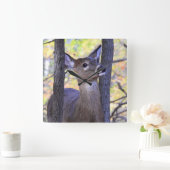 鹿が森に入る スクエア壁時計 (ホーム)