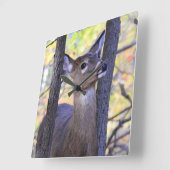 鹿が森に入る スクエア壁時計 (傾斜)