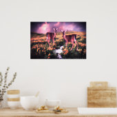 鹿が水の小川に飛び込むにつれて ポスター (キッチン)