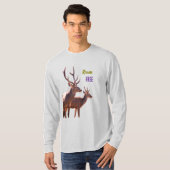 鹿が自由に歩く 長袖トップス Tシャツ (正面フル)