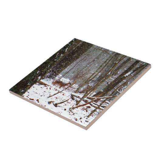 鹿が雪の中に秋 タイル (側面)